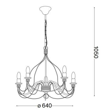 Ideal Lux - Żyrandol na łańcuchu CORTE 5xE14/40W/230V śr. 54 cm kremowy