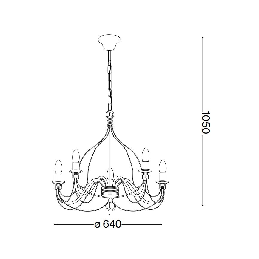 Ideal Lux - Żyrandol na łańcuchu CORTE 5xE14/40W/230V śr. 54 cm kremowy
