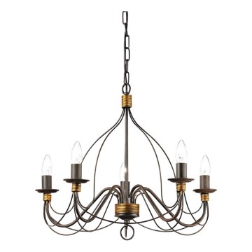 Ideal Lux - Żyrandol na łańcuchu CORTE 5xE14/40W/230V śr. 54 cm miedź