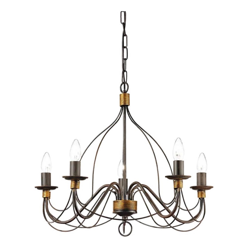 Ideal Lux - Żyrandol na łańcuchu CORTE 5xE14/40W/230V śr. 54 cm miedź