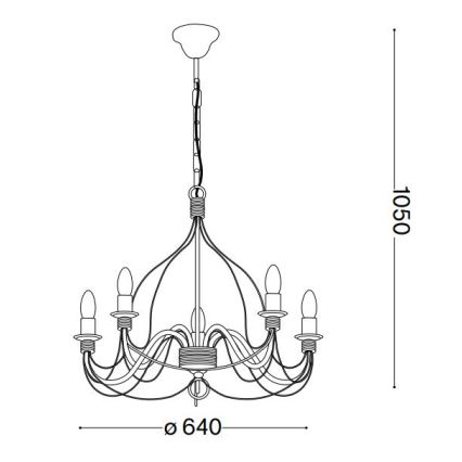 Ideal Lux - Żyrandol na łańcuchu CORTE 5xE14/40W/230V śr. 54 cm miedź