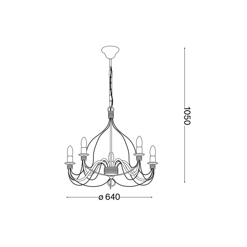 Ideal Lux - Żyrandol na łańcuchu CORTE 5xE14/40W/230V śr. 54 cm miedź