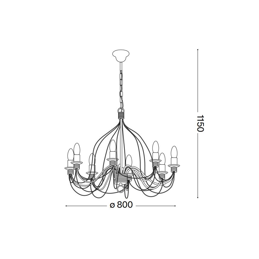 Ideal Lux - Żyrandol na łańcuchu CORTE 8xE14/40W/230V śr. 80 cm miedź
