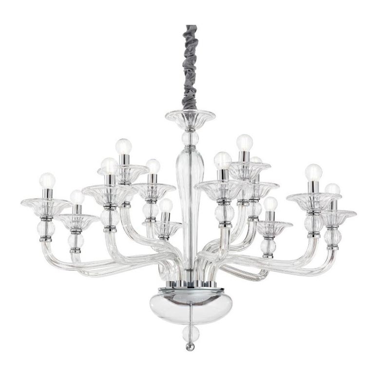 Ideal Lux - Żyrandol na łańcuchu DANIELI 12xE14/40W/230V śr. 94 cm przezroczysty