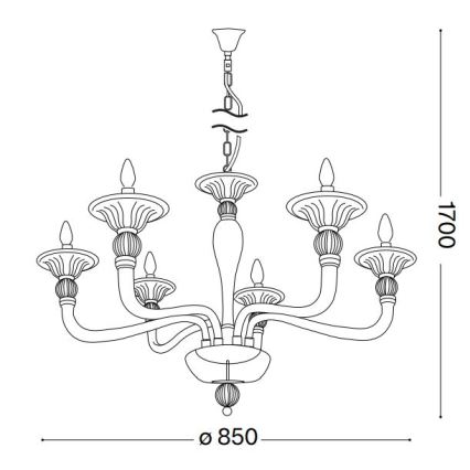 Ideal Lux - Żyrandol na łańcuchu DANIELI 6xE14/40W/230V śr. 85 cm mosiądz