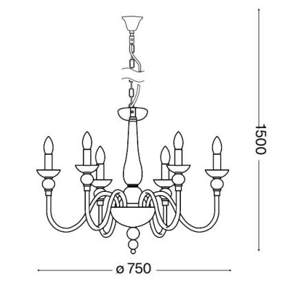 Ideal Lux - Żyrandol na łańcuchu DOGE 6xE14/40W/230V śr. 75 cm chrom błyszczący