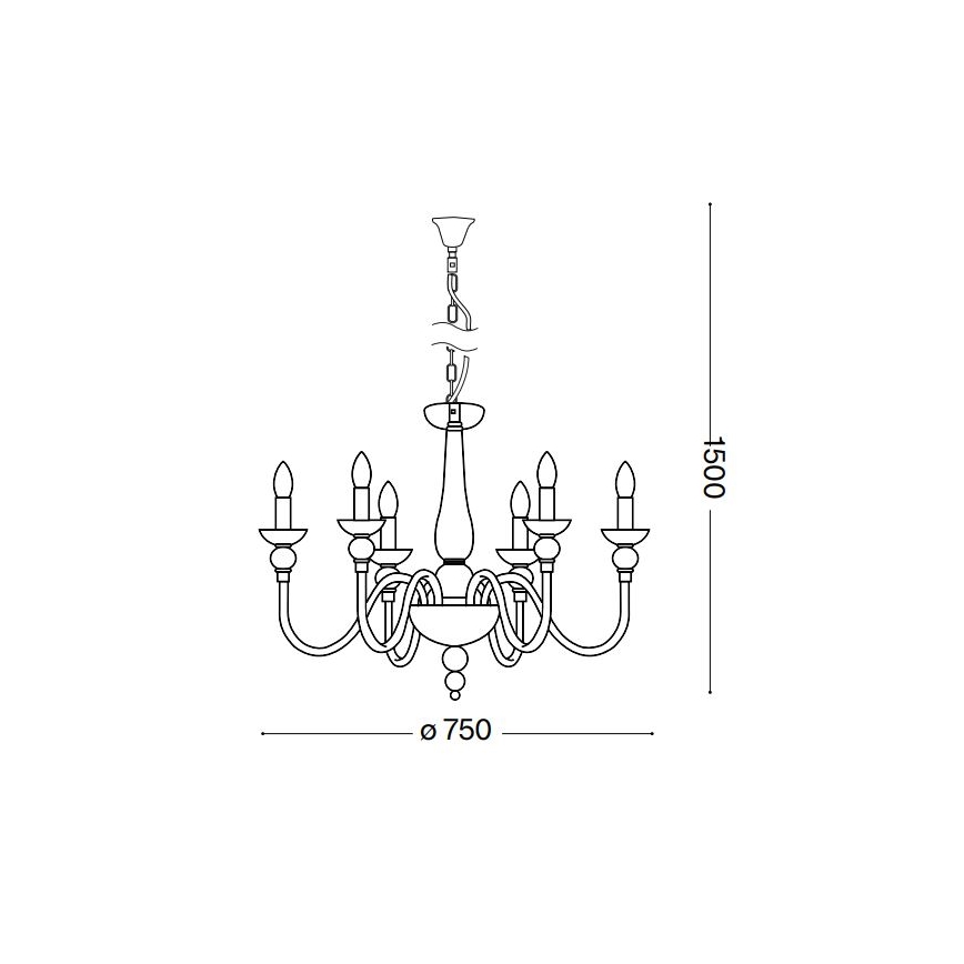 Ideal Lux - Żyrandol na łańcuchu DOGE 6xE14/40W/230V śr. 75 cm chrom błyszczący