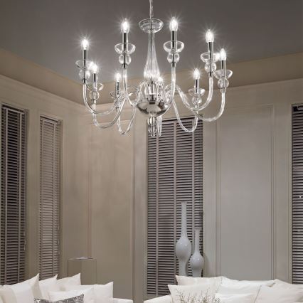 Ideal Lux - Żyrandol na łańcuchu DOGE 9xE14/40W/230V śr. 75 cm chrom błyszczący