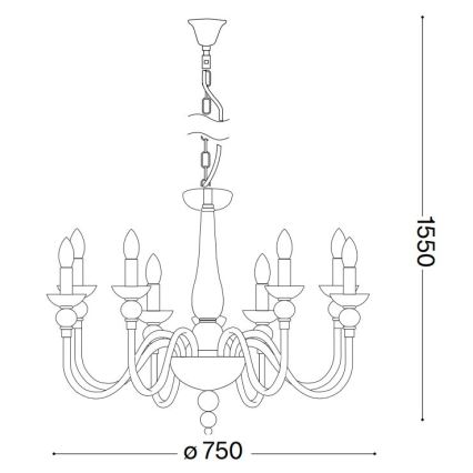 Ideal Lux - Żyrandol na łańcuchu DOGE 9xE14/40W/230V śr. 75 cm chrom błyszczący