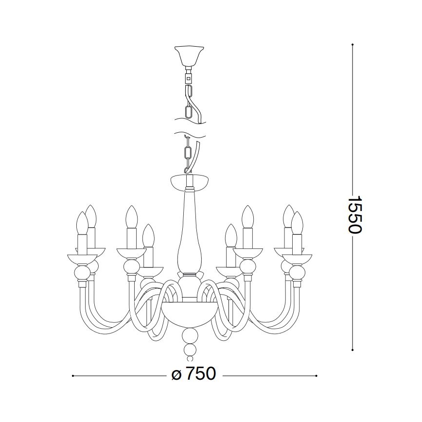 Ideal Lux - Żyrandol na łańcuchu DOGE 9xE14/40W/230V śr. 75 cm chrom błyszczący