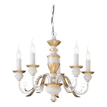 Ideal Lux - Żyrandol na łańcuchu FIRENZE 5xE14/40W/230V śr. 55 cm biały/złoty