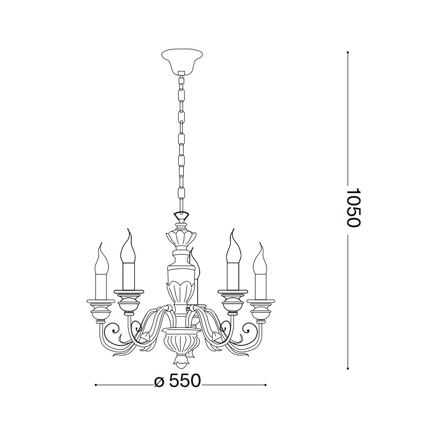 Ideal Lux - Żyrandol na łańcuchu FIRENZE 5xE14/40W/230V śr. 55 cm biały/złoty