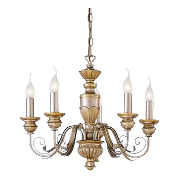 Ideal Lux - Żyrandol na łańcuchu FIRENZE 5xE14/40W/230V śr. 55 cm złoty