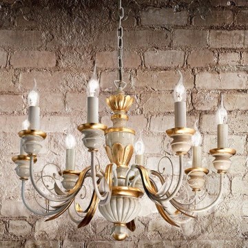 Ideal Lux - Żyrandol na łańcuchu FIRENZE 8xE14/40W/230V śr. 64 cm biały/złoty