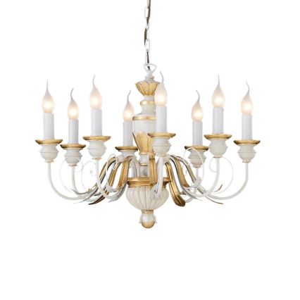 Ideal Lux - Żyrandol na łańcuchu FIRENZE 8xE14/40W/230V śr. 64 cm biały/złoty