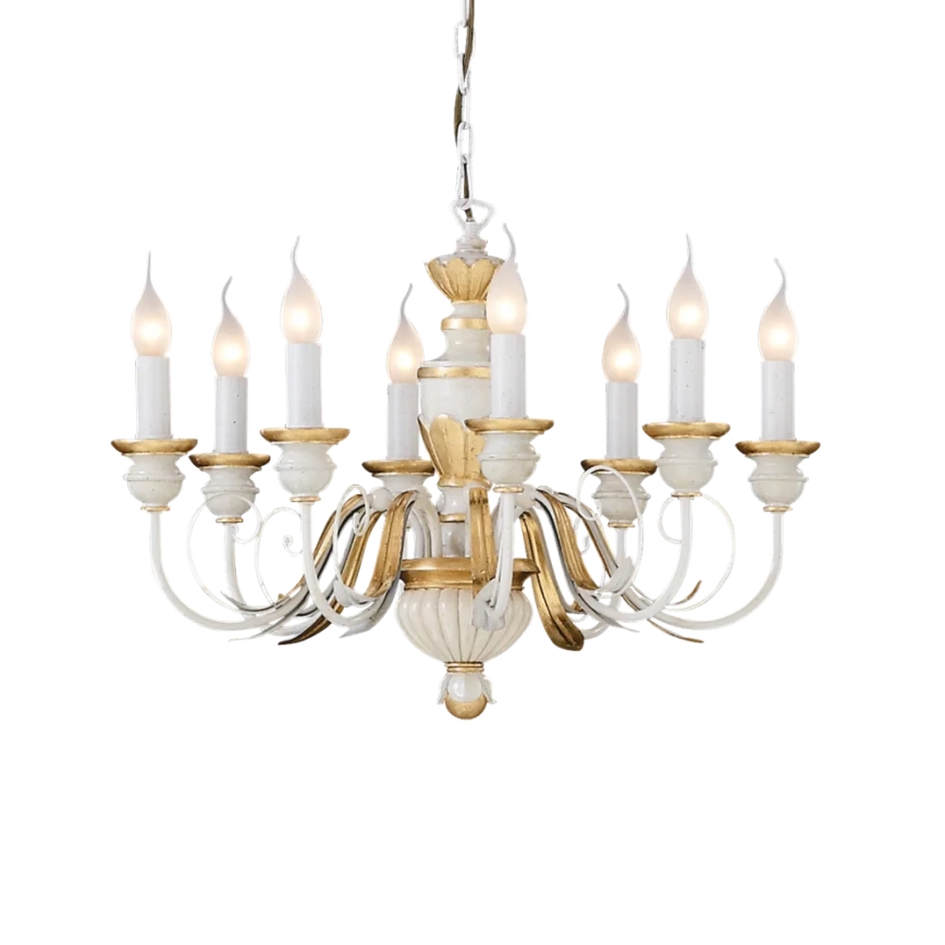 Ideal Lux - Żyrandol na łańcuchu FIRENZE 8xE14/40W/230V śr. 64 cm biały/złoty