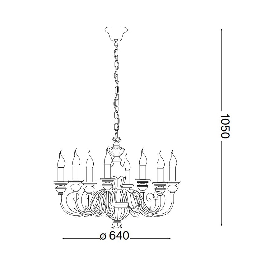 Ideal Lux - Żyrandol na łańcuchu FIRENZE 8xE14/40W/230V śr. 64 cm biały/złoty