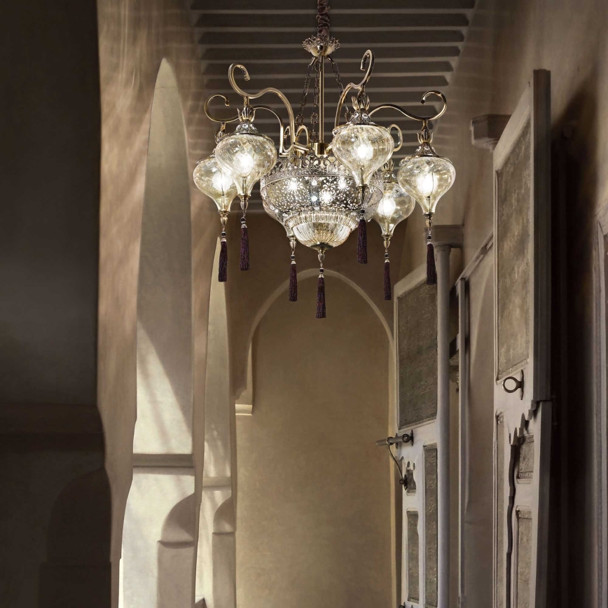 Ideal Lux - Żyrandol na łańcuchu HAREM 9xE27/60W/230V śr. 75 cm mosiądz