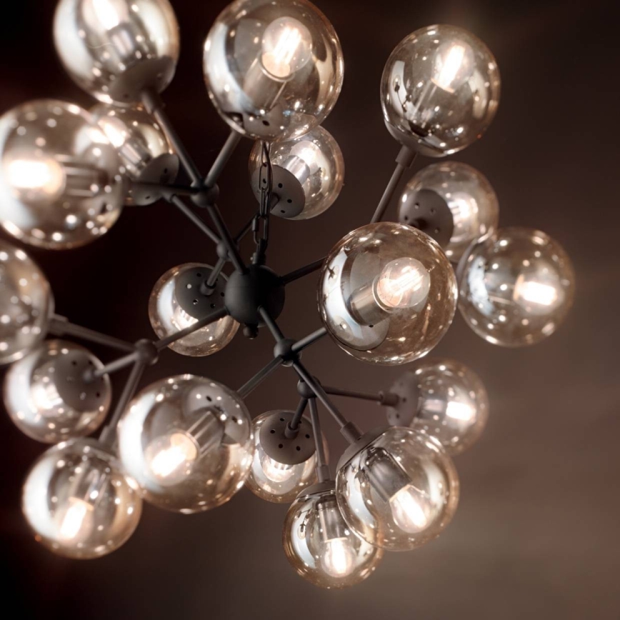 Ideal Lux - Żyrandol na łańcuchu KEPLER 18xE27/42W/230V śr. 69 cm czarny/dymna