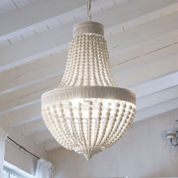 Ideal Lux - Żyrandol na łańcuchu MONET 5xE14/40W/230V śr. 40 cm konopie/biały