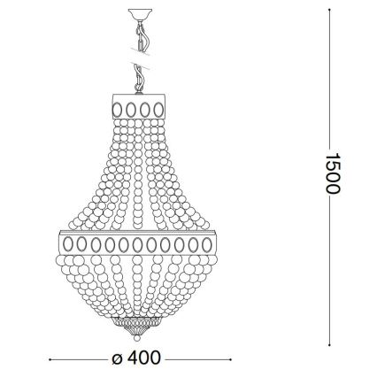 Ideal Lux - Żyrandol na łańcuchu MONET 5xE14/40W/230V śr. 40 cm konopie/biały