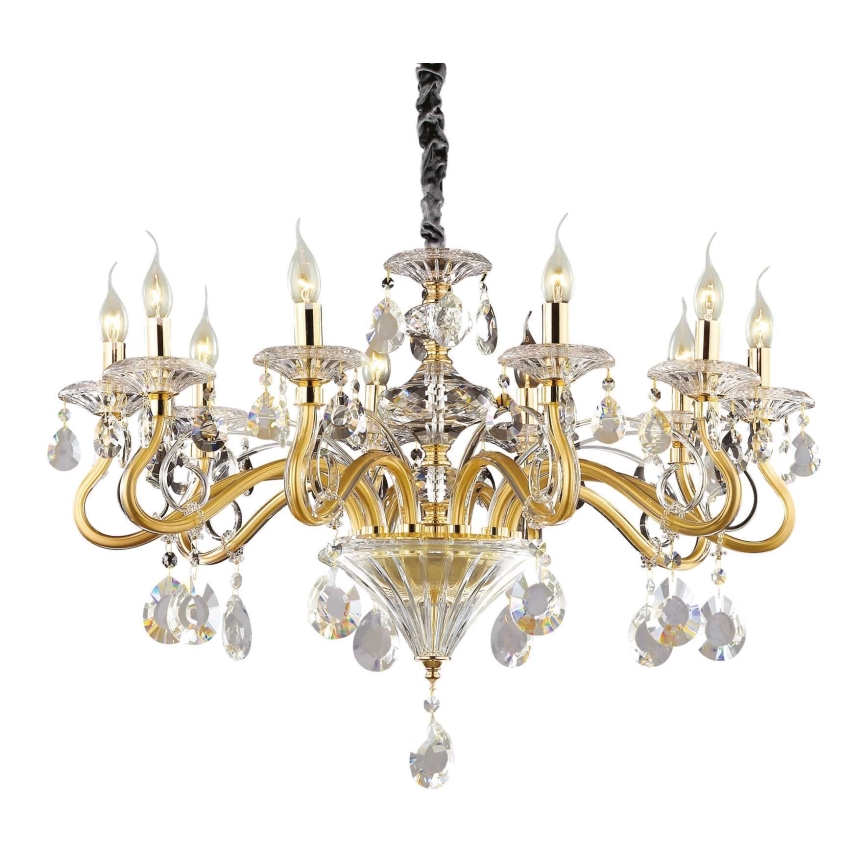Ideal Lux - Żyrandol kryształowy na łańcuchu NEGRESCO 10xE14/28W/230V śr. 85 cm złoty