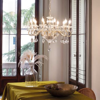 Ideal Lux - Żyrandol kryształowy na łańcuchu NEGRESCO 10xE14/28W/230V śr. 85 cm złoty