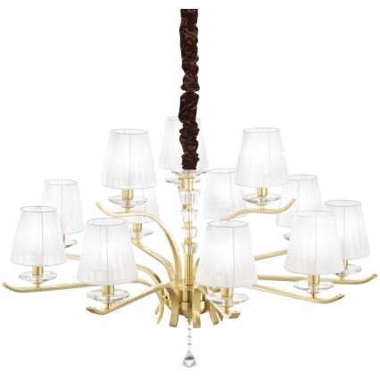 Ideal Lux - Żyrandol kryształowy na łańcuchu PEGASO 12xE14/28W/230V śr. 102 cm złoty