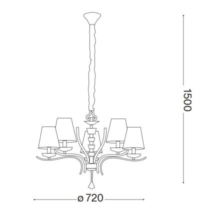 Ideal Lux - Żyrandol kryształowy na łańcuchu PEGASO 5xE14/28W/230V śr. 72 cm złoty