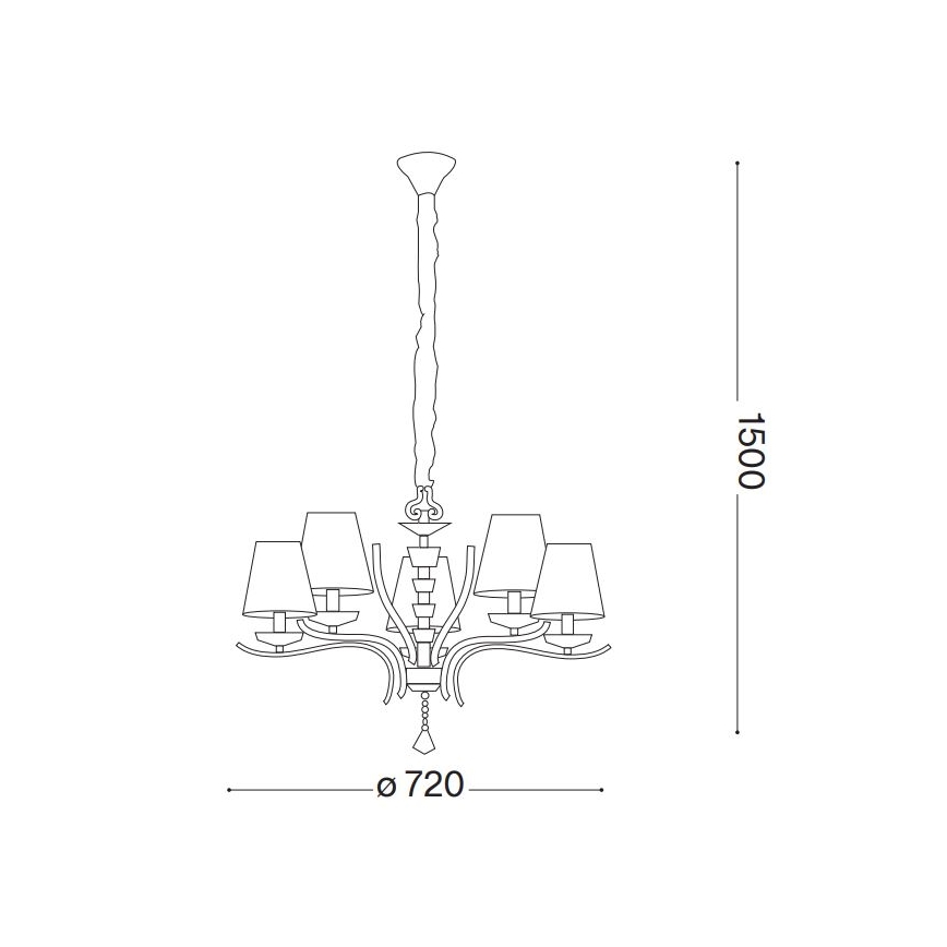 Ideal Lux - Żyrandol kryształowy na łańcuchu PEGASO 5xE14/28W/230V śr. 72 cm złoty