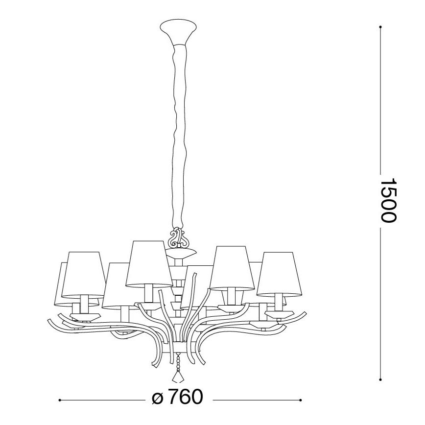 Ideal Lux - Żyrandol kryształowy na łańcuchu PEGASO 8xE14/28W/230V śr. 76 cm chrom błyszczący