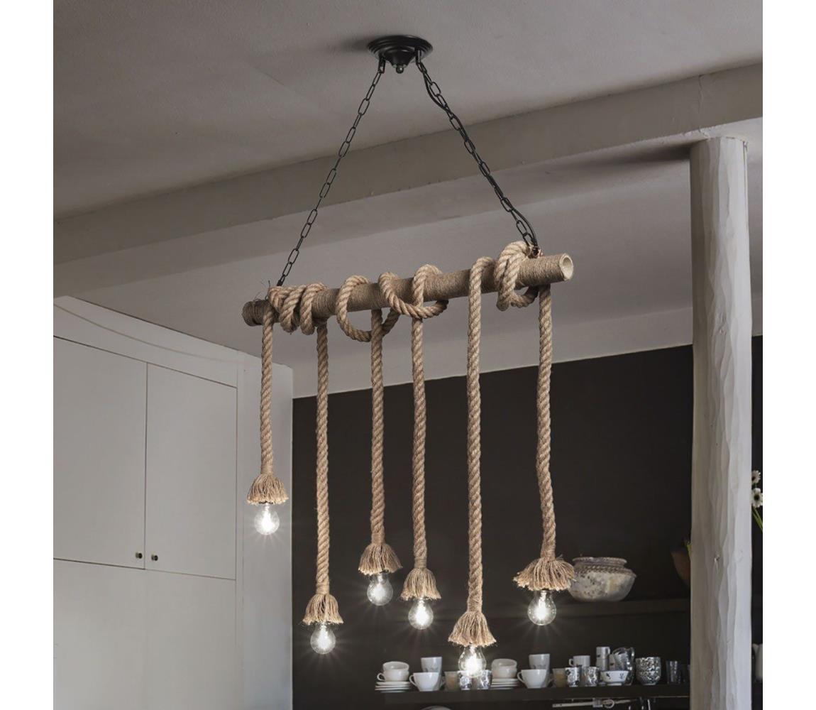 Ideal Lux - Żyrandol na lince CANAPA 6xE27/15W/230V brązowe