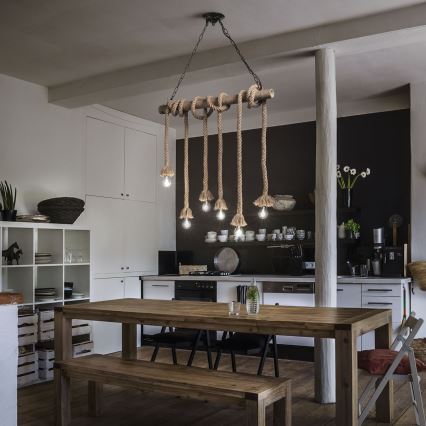 Ideal Lux - Żyrandol na lince CANAPA 6xE27/15W/230V brązowe