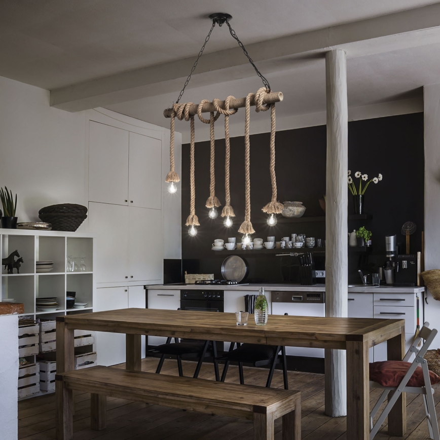 Ideal Lux - Żyrandol na lince CANAPA 6xE27/15W/230V brązowe