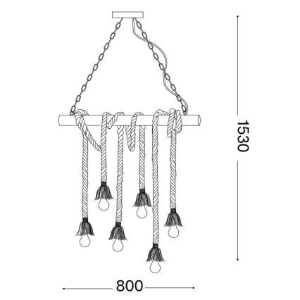 Ideal Lux - Żyrandol na lince CANAPA 6xE27/15W/230V brązowe