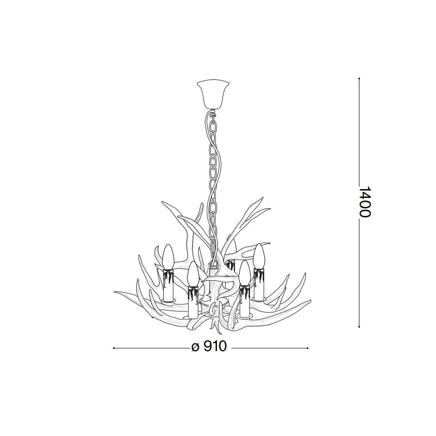 Ideal Lux – Żyrandol na lince CHALET 8×E14/40W/230V poroże