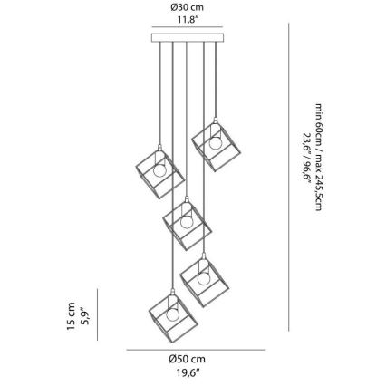 Ideal Lux - Żyrandol na lince ICE 5xE27/60W/230V śr. 50 cm biały