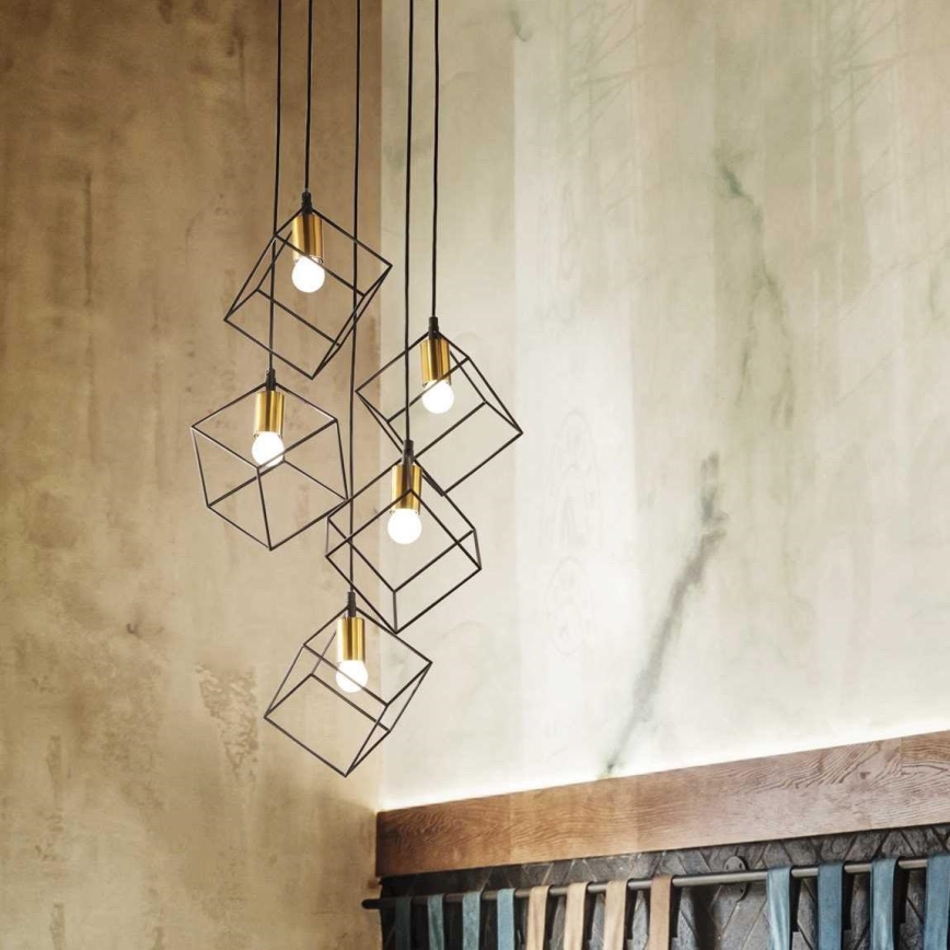 Ideal Lux - Żyrandol na lince ICE 5xE27/60W/230V śr. 50 cm czarny