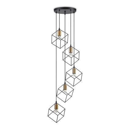 Ideal Lux - Żyrandol na lince ICE 5xE27/60W/230V śr. 50 cm czarny