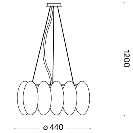 Ideal Lux - Żyrandol na lince OVALINO 5xE27/60W/230V śr. 44 cm biały