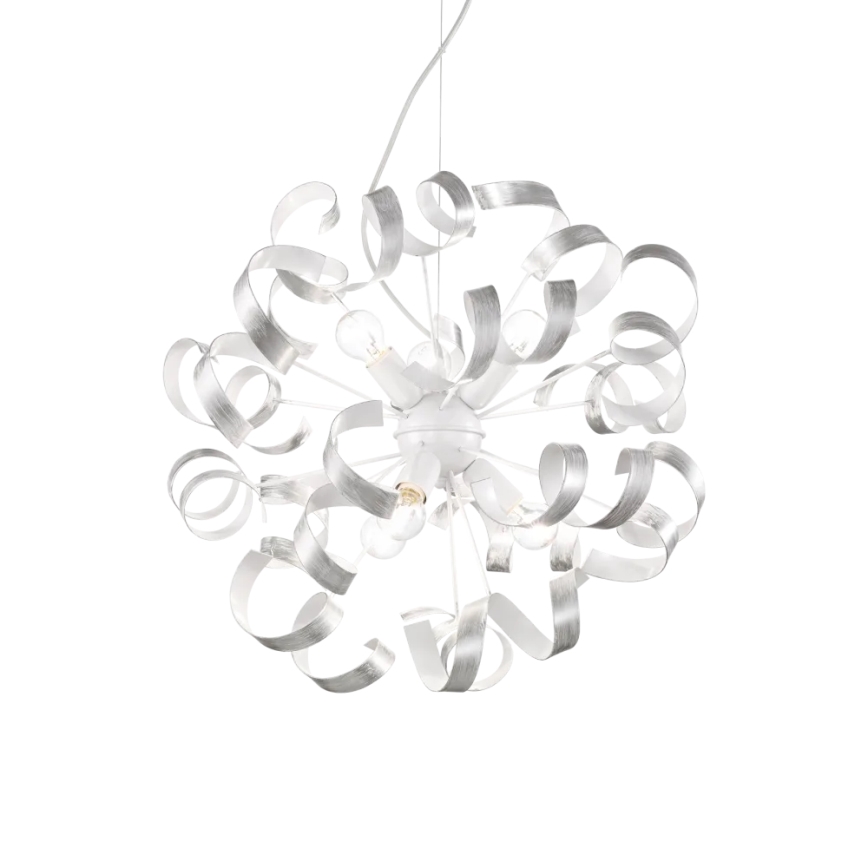 Ideal Lux - Żyrandol na lince VORTEX 6xE14/40W/230V śr. 53 cm srebrny/patyna