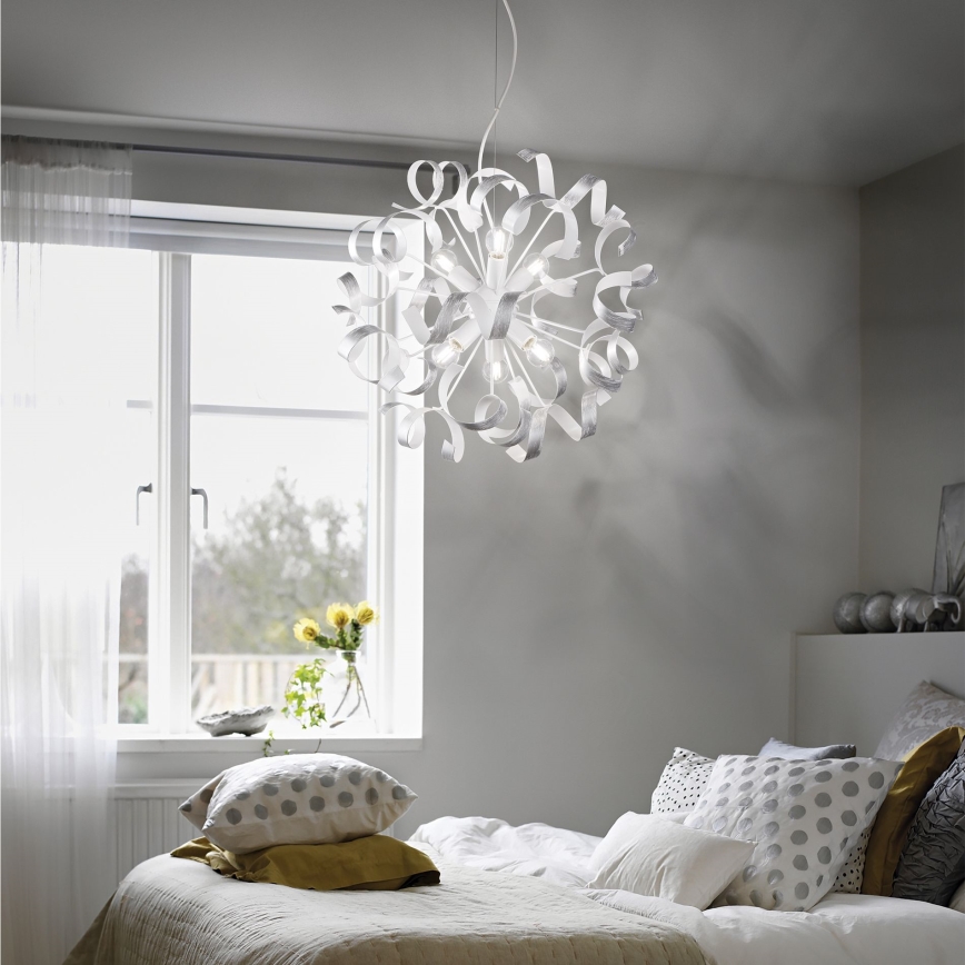 Ideal Lux - Żyrandol na lince VORTEX 6xE14/40W/230V śr. 53 cm srebrny/patyna
