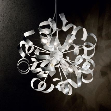 Ideal Lux - Żyrandol na lince VORTEX 6xE14/40W/230V śr. 53 cm srebrny/patyna