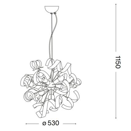 Ideal Lux - Żyrandol na lince VORTEX 6xE14/40W/230V śr. 53 cm srebrny/patyna