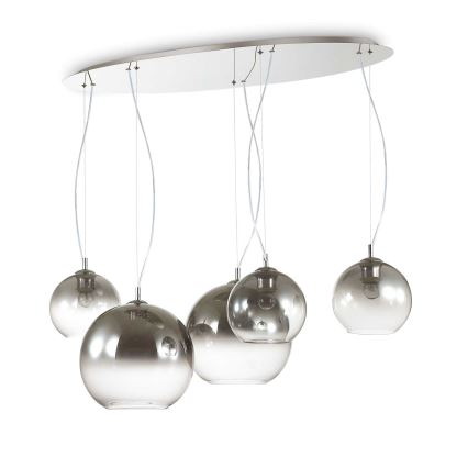 Ideal Lux - Żyrandol na linkach NEMO PLUS 5xE27/42W/230V błyszczący chrom/dymnoszary