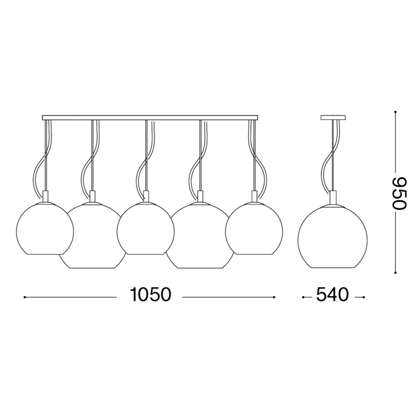 Ideal Lux - Żyrandol na linkach NEMO PLUS 5xE27/42W/230V błyszczący chrom/dymnoszary