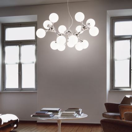 Ideal Lux - Żyrandol na linkach NODI 15xE14/28W/230V śr. 105 cm chrom błyszczący/biały