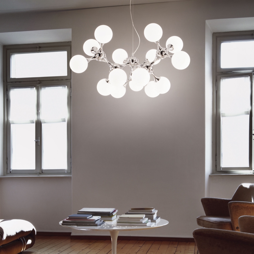 Ideal Lux - Żyrandol na linkach NODI 15xE14/28W/230V śr. 105 cm chrom błyszczący/biały