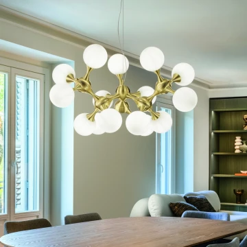 Ideal Lux - Żyrandol na linkach NODI 15xE14/28W/230V śr. 105 cm mosiądz/biały