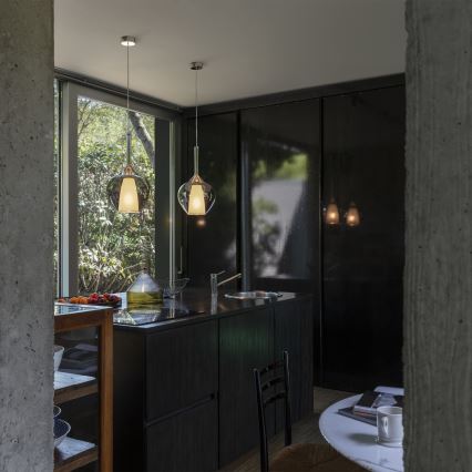 Ideal Lux - Żyrandol na przewodzie KALIQUE 1xE27/42W/230V Ø 18 cm dymowo-czarny